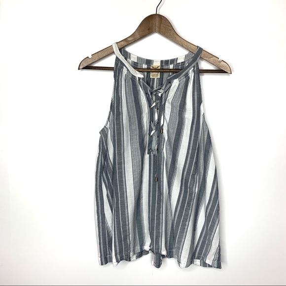 Faded Glory Tops - Faded Glory White & Gray Striped Sleeveless Top